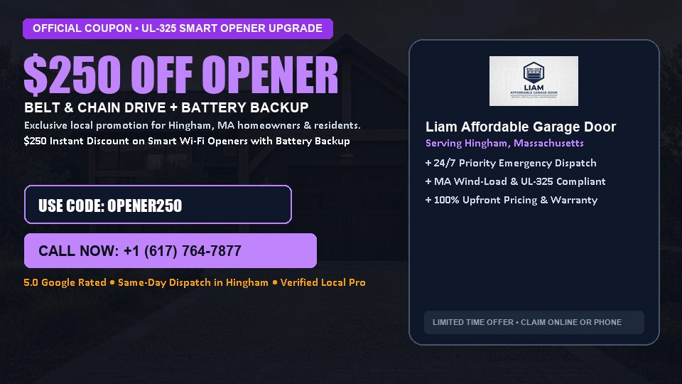 $250 OFF Smart Wi-Fi Garage Door Opener Installation in Hingham, MA - Liam Affordable Garage Door