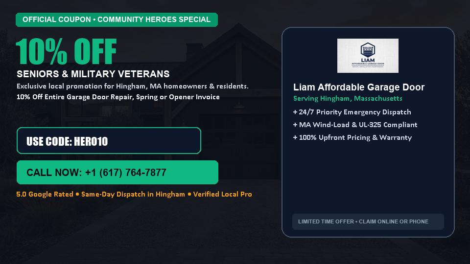 10% OFF Senior, Military & First Responder Discount in Hingham, MA - Liam Affordable Garage Door